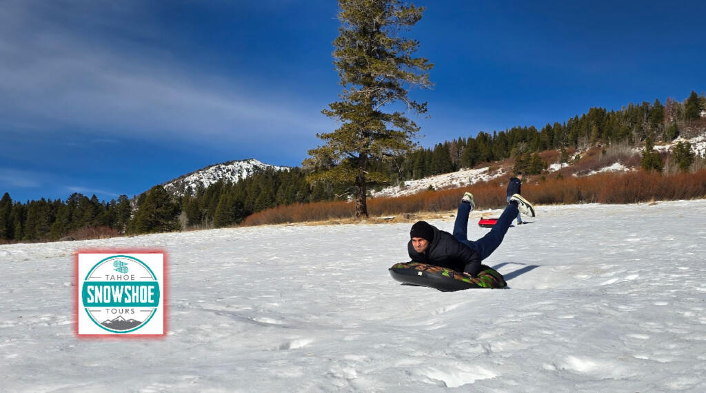 Snow tubing excitement in the Tahoe mountains during winter